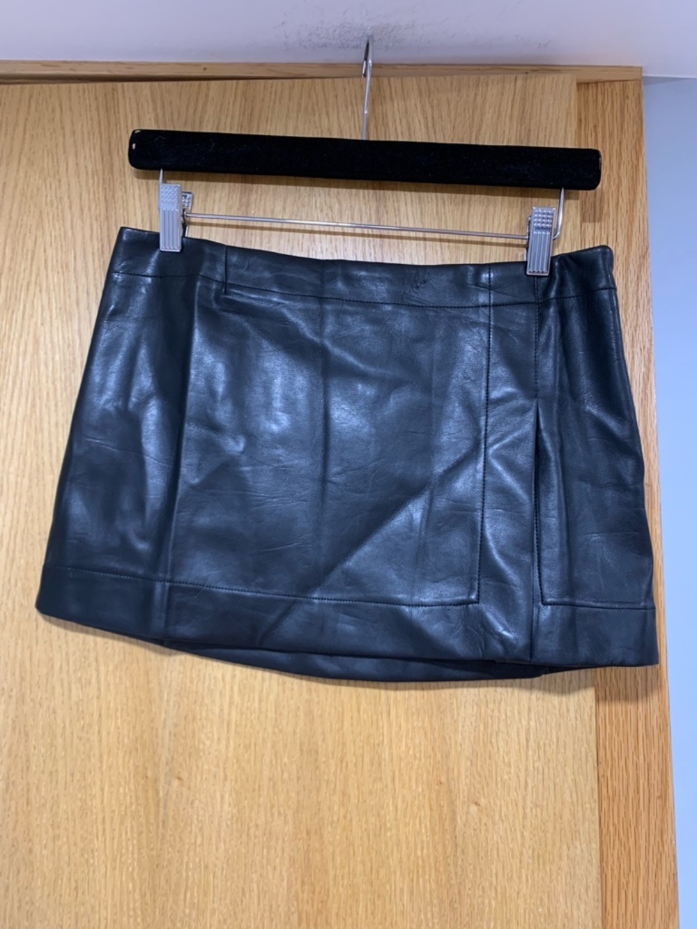 Olivaceous Black Faux Leather Mini Skirt - Size Small